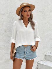 Акція на Блузка жіноча SHEIN GD-00195435 S Біла від Rozetka