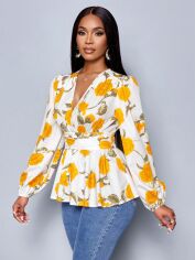 Акція на Блузка жіноча SHEIN GD-00214363 XL Жовта від Rozetka