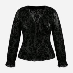 Акція на Блузка жіноча SHEIN GD-00214341 0XL Чорна від Rozetka
