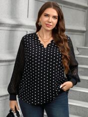 Акція на Блузка жіноча SHEIN GD-00217330 0XL Чорна з білим від Rozetka