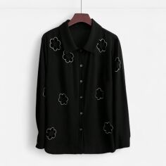 Акція на Блузка жіноча SHEIN GD-00218250 4XL Чорна від Rozetka