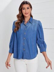 Акція на Блузка жіноча SHEIN GD-00213922 S Темно-синя від Rozetka
