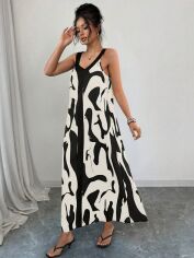 Акція на Сарафан жіночий SHEIN GD-00203850 XL Чорно-білий від Rozetka