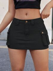 Акція на Спідниця джинсова міні літня жіноча SHEIN GD-00228152 S Чорна від Rozetka