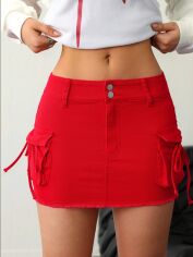Акція на Спідниця джинсова міні літня жіноча SHEIN GD-00228247 L Червона від Rozetka