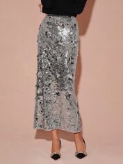 Акція на Спідниця літня жіноча SHEIN GD-00206122 S Срібна від Rozetka