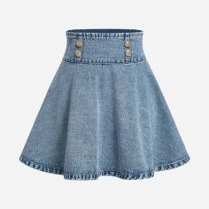 Акція на Спідниця джинсова міні літня жіноча SHEIN GD-00210428 29 Блакитна від Rozetka