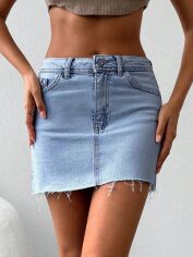 Акція на Спідниця джинсова міні літня жіноча SHEIN GD-00211229 40 Блакитна від Rozetka