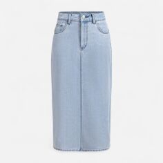 Акція на Спідниця джинсова міді літня пряма жіноча SHEIN GD-00220913 XS Блакитна від Rozetka