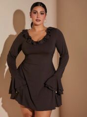 Акція на Сукня осіння жіноча SHEIN GD-00217894 3XL Коричнева від Rozetka