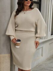 Акція на Сукня осіння жіноча SHEIN GD-00194299 0XL Кремова від Rozetka