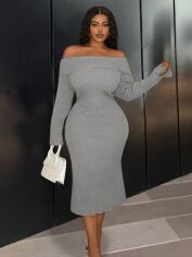 Акція на Сукня осіння жіноча SHEIN GD-00209633 1XL Сіра від Rozetka