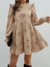 Акція на Плаття коротке осіннє жіноче SHEIN GD-00206530 L Кремове від Rozetka