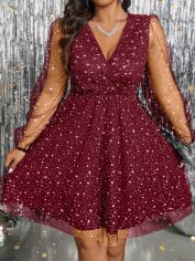 Акція на Сукня осіння жіноча SHEIN GD-00217052 2XL Бордова від Rozetka
