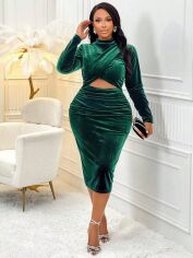 Акція на Сукня осіння жіноча SHEIN GD-00217074 1XL Темно-зелена від Rozetka