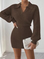 Акція на Сукня осіння жіноча SHEIN GD-00194461 S Коричнева від Rozetka