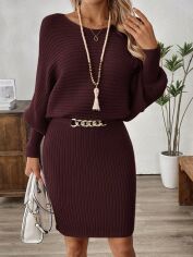 Акція на Сукня осіння жіноча SHEIN GD-00212692 XL Бордова від Rozetka