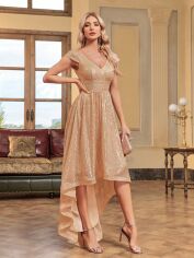 Акція на Плаття вечірнє довге літнє жіноче SHEIN GD-00176393 XL Золоте від Rozetka