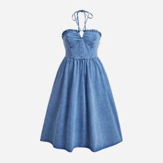 Акція на Плаття джинсове міді літнє жіноче SHEIN GD-00219813 2XL Блакитне від Rozetka