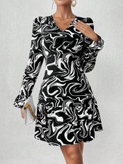 Акція на Плаття коротке осіннє жіноче SHEIN GD-00216708 XS Чорне від Rozetka