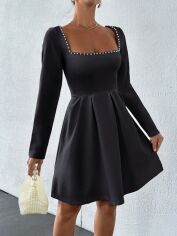 Акція на Плаття міді осіннє жіноче SHEIN GD-00211341 XL Чорне від Rozetka