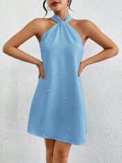 Акція на Плаття вечірнє міді літнє жіноче SHEIN GD-00227891 L Блакитне від Rozetka