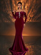 Акція на Сукня осіння жіноча SHEIN GD-00216456 S Бордова від Rozetka