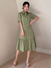 Акція на Плаття-сорочка міді літнє жіноче SHEIN GD-00195277 XL Зелене від Rozetka