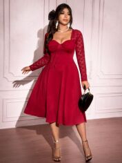 Акція на Сукня осіння жіноча SHEIN GD-00226448 4XL Бордова від Rozetka