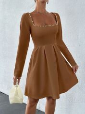 Акція на Плаття вечірнє міді осіннє жіноче SHEIN GD-00211383 XL Коричневе від Rozetka