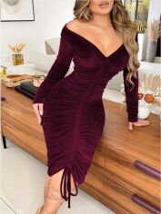 Акція на Сукня осіння жіноча SHEIN GD-00221290 0XL Бордова від Rozetka