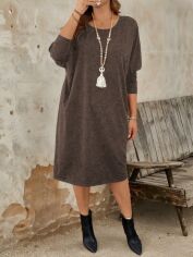 Акція на Сукня осіння жіноча SHEIN GD-00226184 1XL Коричнева від Rozetka