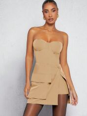 Акція на Плаття коротке літнє жіноче SHEIN GD-00202025 XS Бежеве від Rozetka