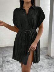 Акція на Плаття-сорочка коротке літнє жіноче SHEIN GD-00205456 XL Чорне від Rozetka