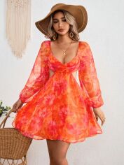 Акція на Плаття коротке літнє жіноче SHEIN GD-00207130 XL Помаранчеве від Rozetka