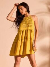Акція на Плаття коротке літнє жіноче SHEIN GD-00208890 L Жовте від Rozetka