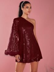 Акція на Плаття вечірнє коротке осіннє жіноче SHEIN GD-00219782 L Бордове від Rozetka