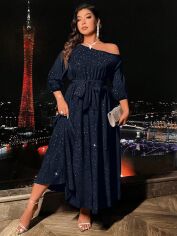 Акція на Сукня літня жіноча Shein GD-00226932 2XL Темно-синя від Rozetka