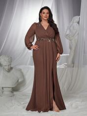 Акція на Сукня осіння жіноча SHEIN GD-00205130 1XL Коричнева від Rozetka