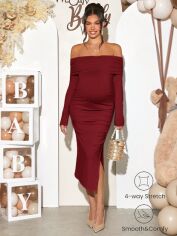 Акція на Сукня для вагітних осіння жіноча SHEIN GD-00222284 2XL Бордова від Rozetka