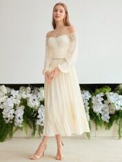 Акція на Сукня осіння жіноча SHEIN GD-00204320 M Кремова від Rozetka