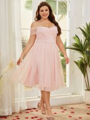 Акція на Сукня вечірня міді літня жіноча SHEIN GD-00196181 2XL Світло-рожева від Rozetka