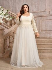 Акція на Сукня осіння жіноча SHEIN GD-00196163 4XL Бежева від Rozetka