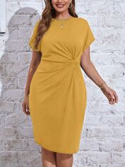Акція на Сукня літня жіноча Shein GD-00227357 4XL Гірчична від Rozetka