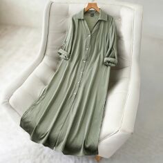 Акція на Плаття-сорочка міді літнє жіноче SHEIN GD-00218887 S Зелене від Rozetka