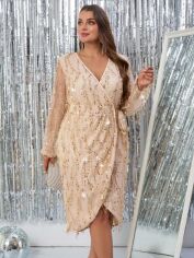Акція на Плаття на запах вечірнє міді осіннє жіноче SHEIN GD-00184934 1XL Кремове від Rozetka