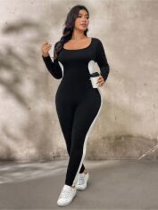 Акція на Комбінезон жіночий SHEIN GD-00193182 2XL Чорний з білим від Rozetka