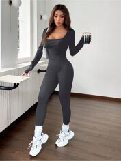 Акція на Комбінезон жіночий SHEIN GD-00216018 3XL Темно-сірий від Rozetka