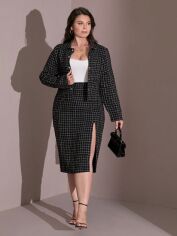 Акція на Костюм діловий жіночий SHEIN GD-00219885 1XL Чорний від Rozetka