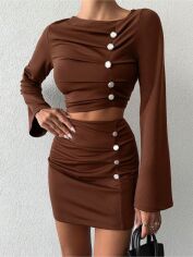 Акція на Костюм жіночий SHEIN GD-00208438 L Коричневий від Rozetka